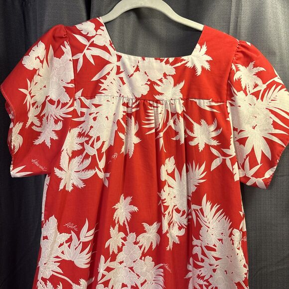 Vintage 90s Women's Kalena Fashions of Hawaii Red Hibiscus Floral Muumuu Size M - Picture 7 of 12